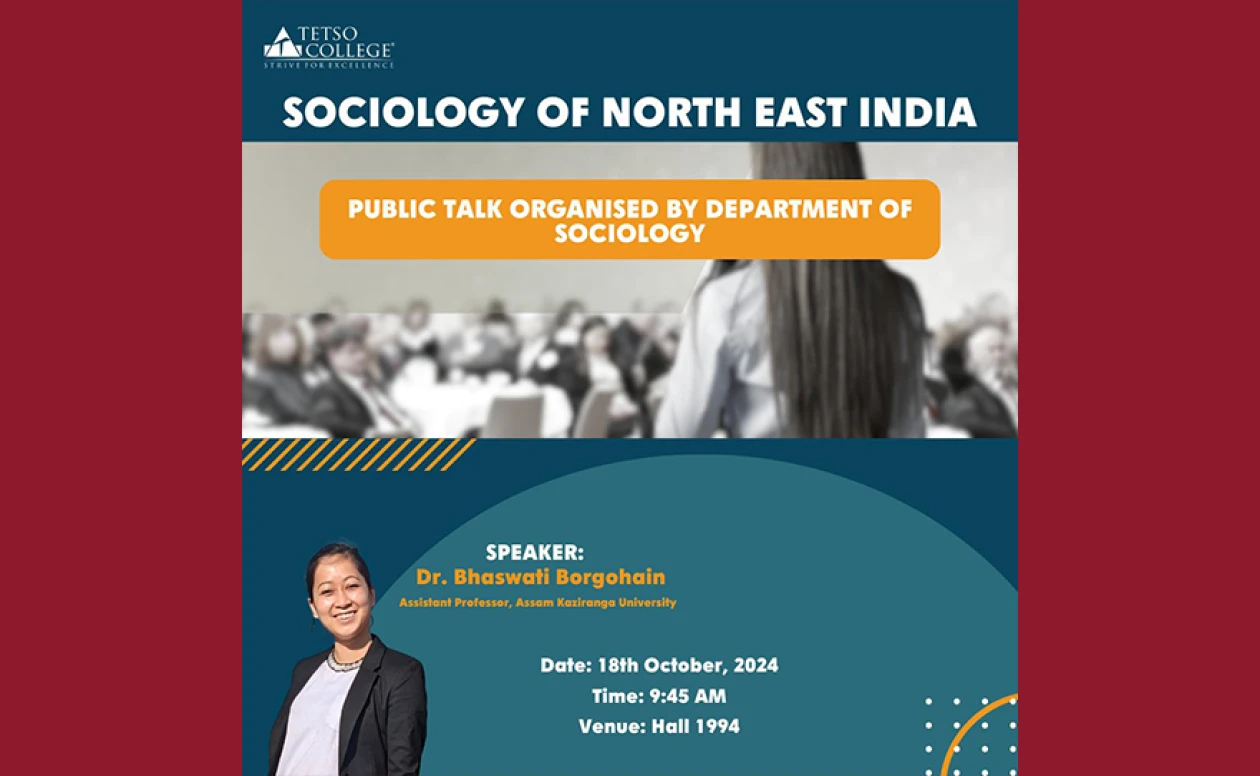 Dr. Bhaswati Borgohain delivered a talk on Sociology of Northeast India at Testo College, Nagaland.