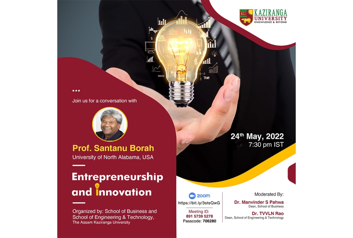 Special webinar with Prof. Santanu Borah on topic Entrepreneurship and Innovation
